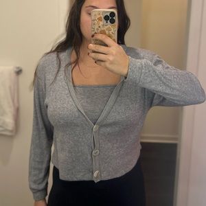 Grey tank and cardigan set